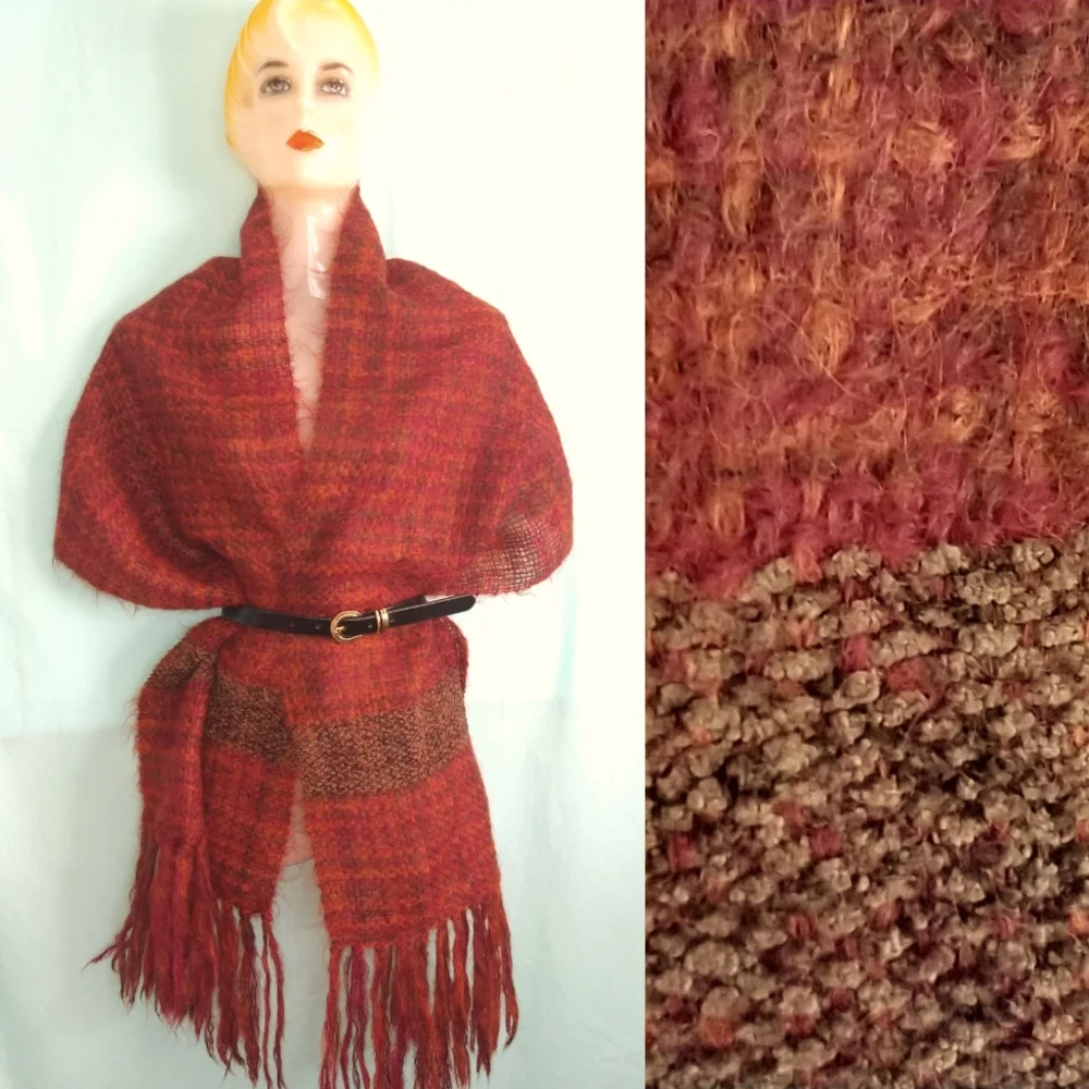 Mohair scarf wrap red luxurious fine